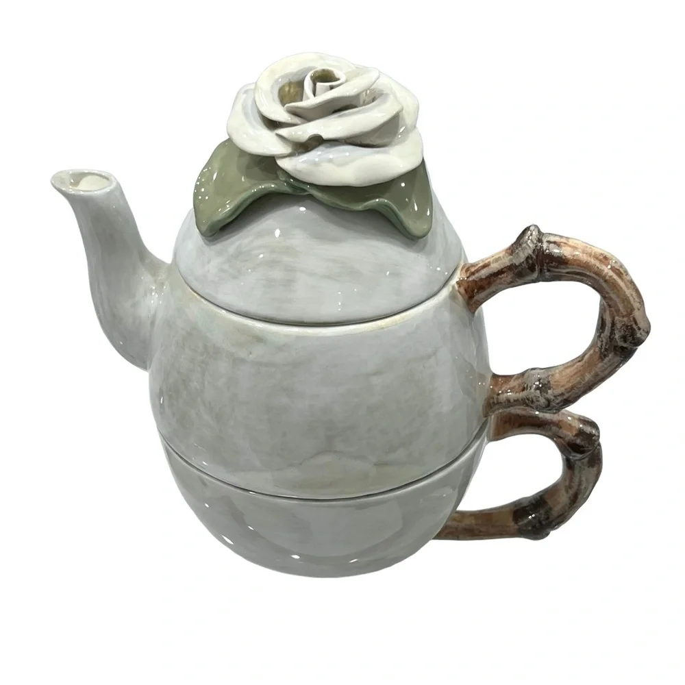 STUDIO B CERAMIC 3 PIECE CERAMIC STACKING TEAPOT